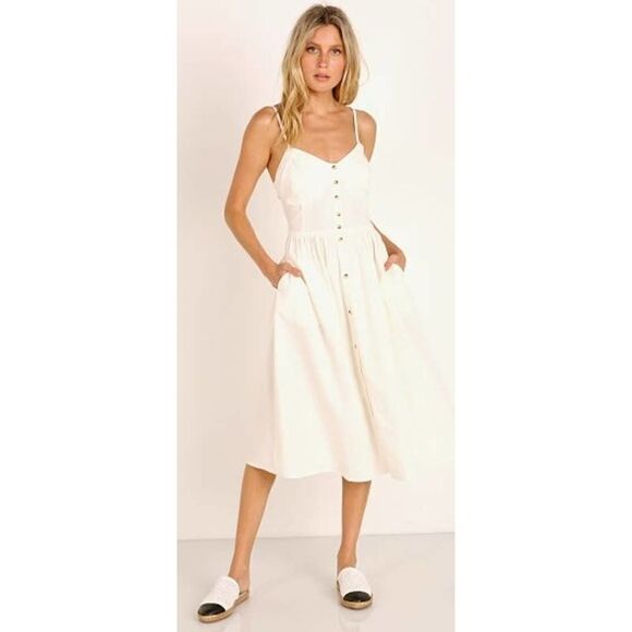 Rolla's Cream Eva Linen Dress in Vintage White Sz. XS